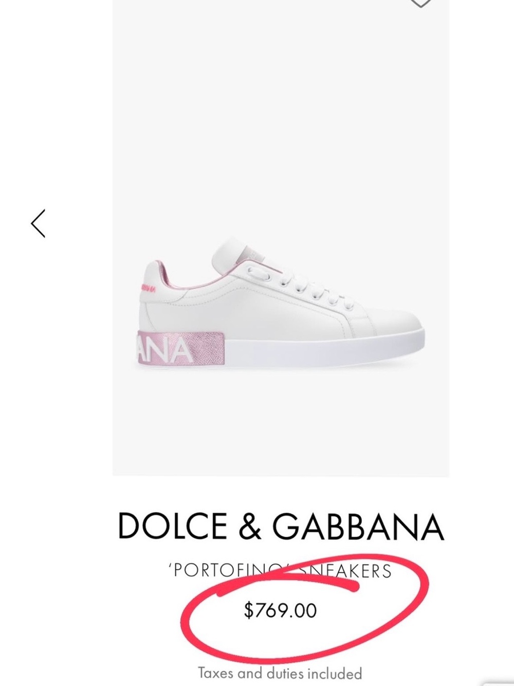 Dolce & Gabbana White Sneakers with Pink Metallic Lining